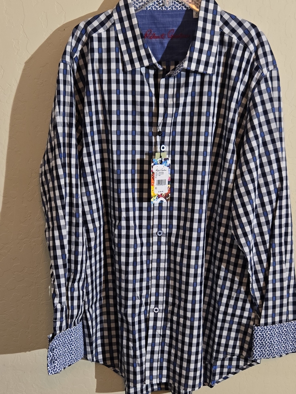 Robert Graham Navy, Black and White Check Button-Down Shirt